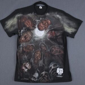 The Walking Dead Shirt‎ Mens Large Black Short Sleeve Walkers AOP Horror AMC